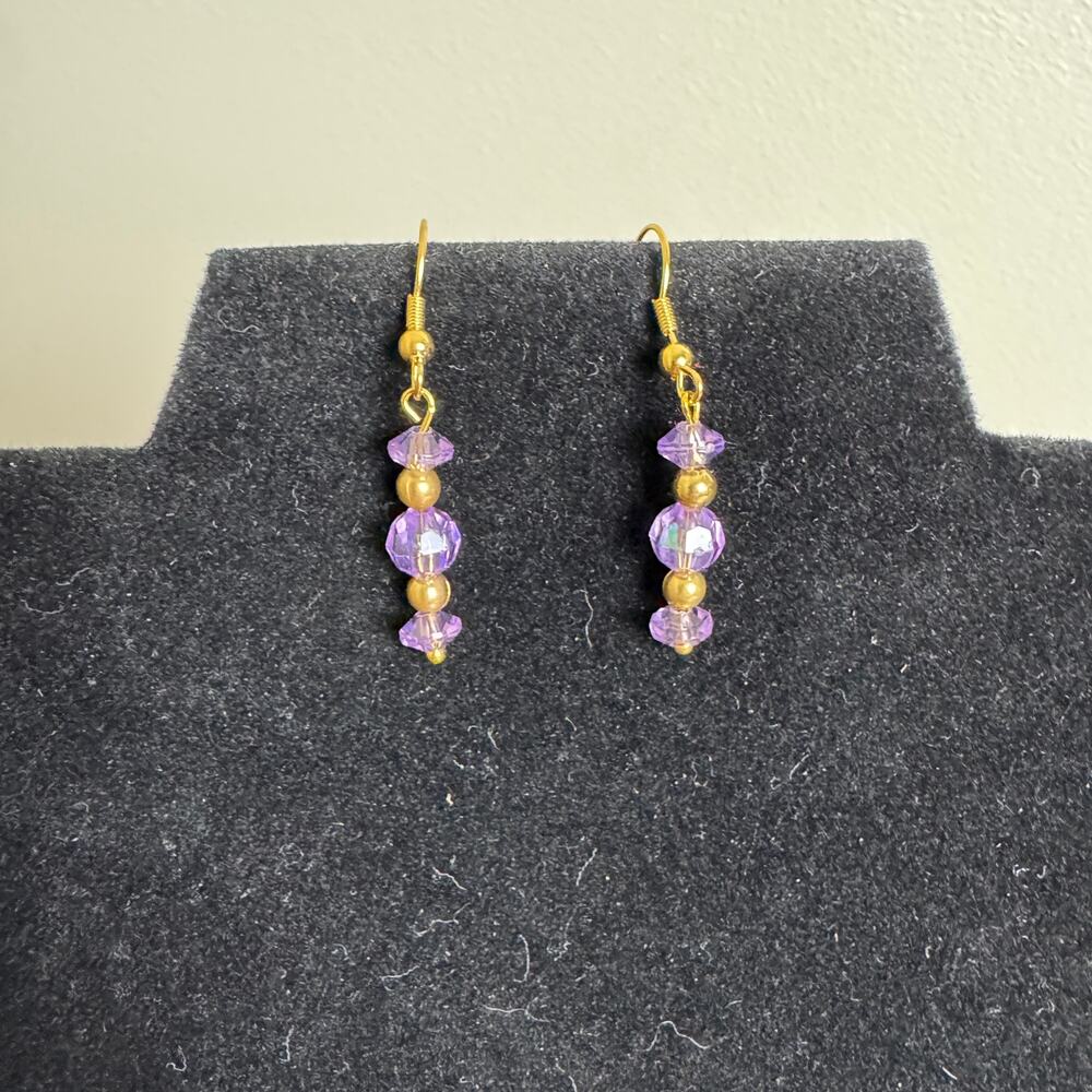 Artisan Handmade Purple & Gold Bead 23 inch necklace & earring‎ set - Picture 5 of 5